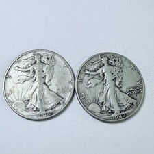 LOT OF 2 WALKING LIBERTY SILVER HALF DOLLARS 90 SILVER FREE SHIPPING 9343