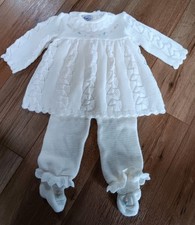 Vintage Acrylic Knited Ivory Sweater And Pants Set FL Kids Italy Size 9 Months
