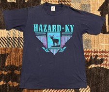🟦🦌 VINTAGE 1990 HAZARD KENTUCKY DEER SHIRT USA MADE MEN’S LARGE SINGLE STITCH