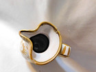 Vintage Peasant Village PV Italy Pottery Miniature Creamer Pitcher Gold & White — photo 5