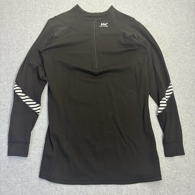 Helly Hansen Women s 1/4 Zip Athletic Base Layer Top Black Size M