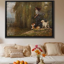 Dog Oil Painting Corgi Canvas Print Rustic Dog Wall Art Pet Decor Gift Artwork