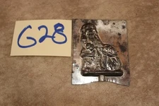 G28B VINTAGE TIN LOLLIPOP SANTA CANDY CHOCOLATE MOLD ST NICK TOY BAG 2 3/4" TALL