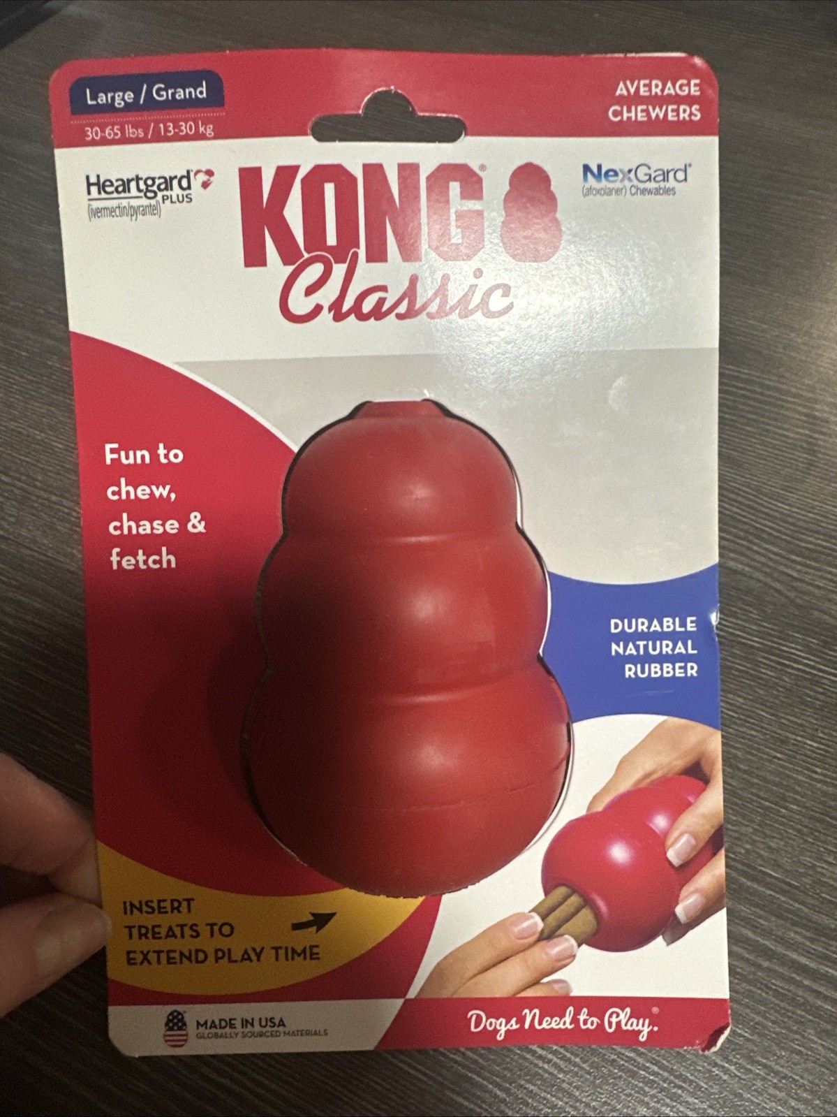 KONG CLASSIC LARGE 30-65 LBS RED DOG CHEW TOY