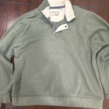 Orvis Mens XXL Green Mock Neck 1/4 Snap Pullo...