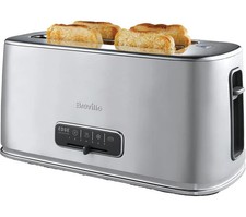 Image of TieDex UK BREVILLE Edge Long Slot VTR023 4 Slice Toaster - Brushed Stainless