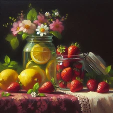 Oil Painting Food Realism Canvas Still Life Art 12"X12" Home Decor for Kitchen 
