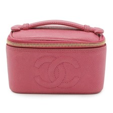 Chanel Caviar Skin Vanity Bag Cosmetic Pouch Women Pink One Size