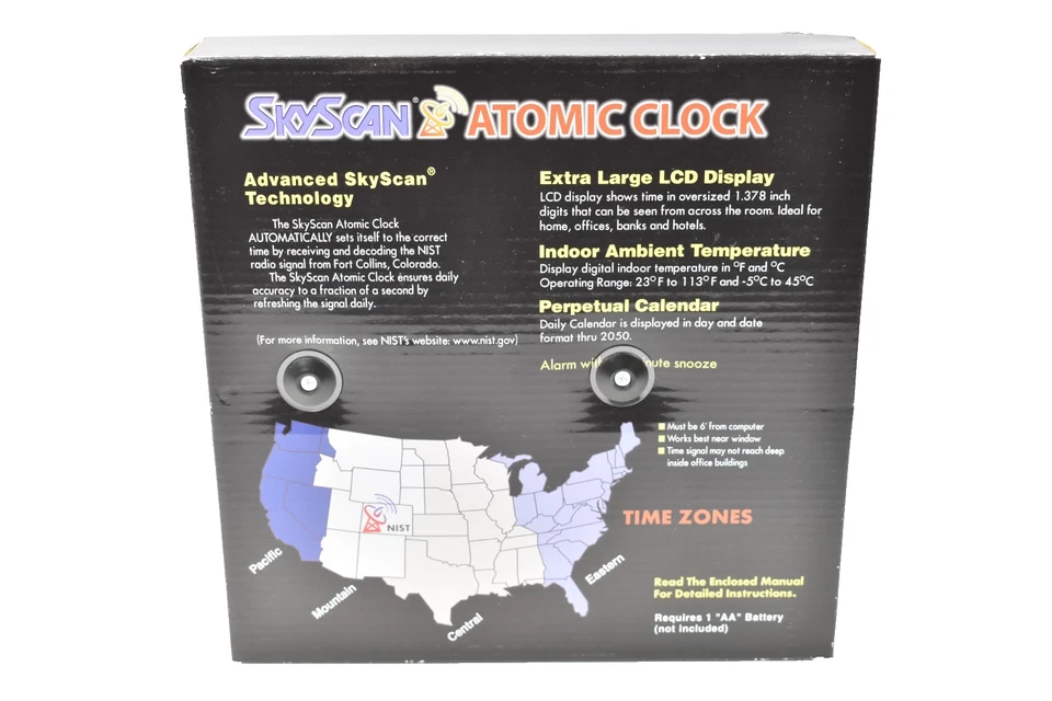 SkyScan Atomic Wall Clock Radio Controlled Date Time Calendar Temp Auto DST - Image 2 of 4
