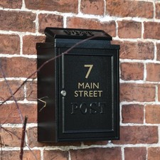 Deluxe Personalised Black "Oxford" Large Wall Mounted Lockable Post Box Mailbox