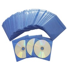 100 Pack Premium CD DVD Sleeves,Thick Non-Woven Material 13 X 14.5 cm, Blue