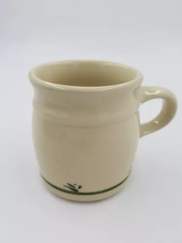 ROSEVILLE USA FRIENDSHIP Pottery Coffee Mugs Green and White