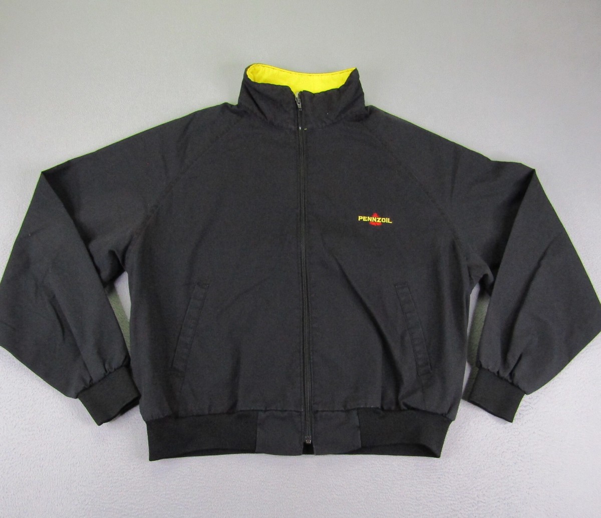 Vintage Swingster Jacket Men XL Black Trucker Pennzoil Coat Made