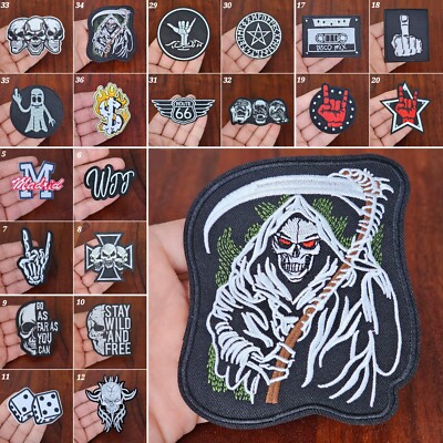 Flicken zum Aufbügeln Bügelflicken Aufbügler Biker Patches Stoff Aufbügelflicken