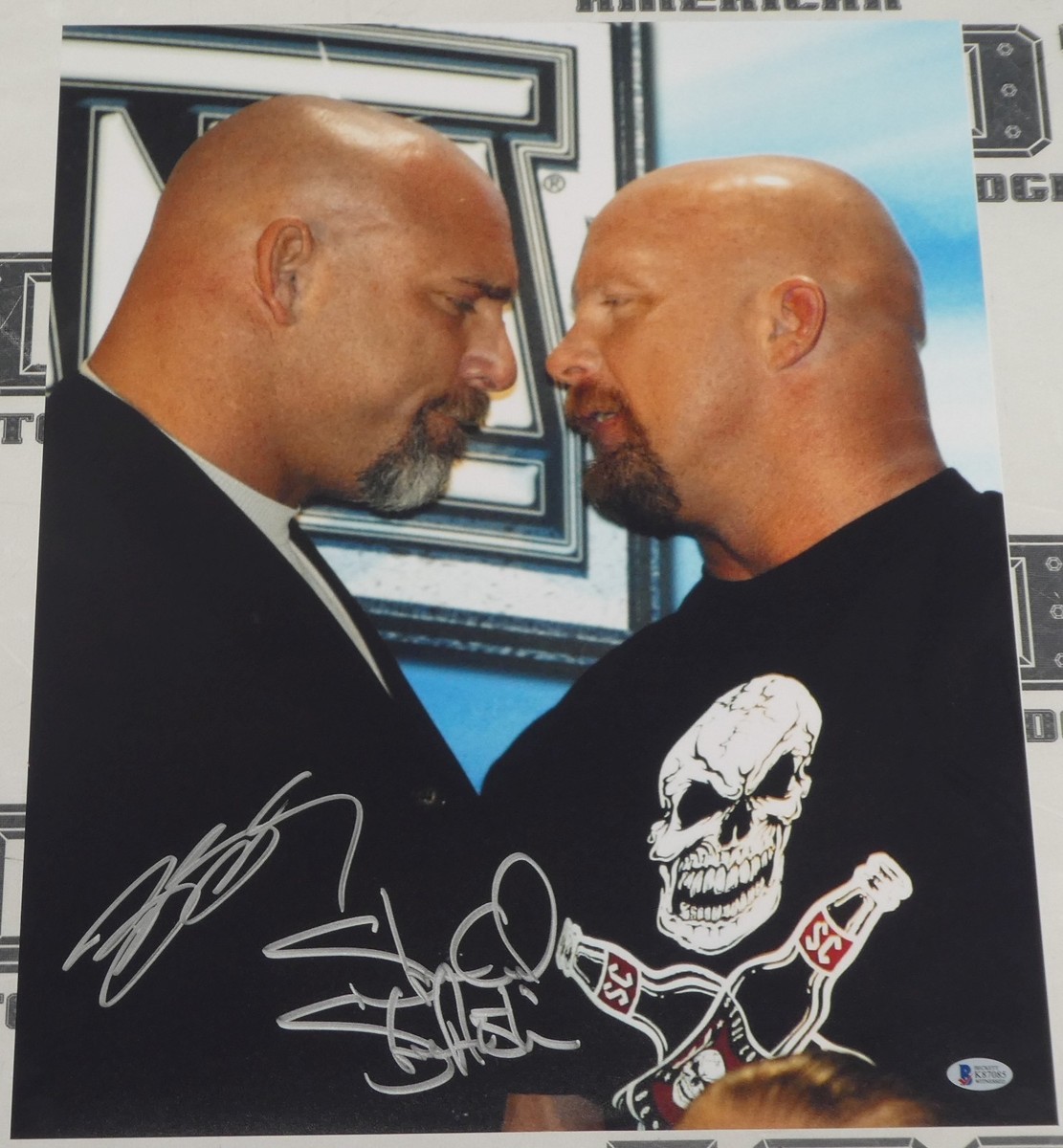 Stone Cold Steve Austin Bill Goldberg Signed 16x20 Photo BAS COA