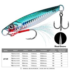 5Pcs Metal Jig Lure Shore Spoon Jigging Bass Saltwater Fishing Tackle 17G-60G