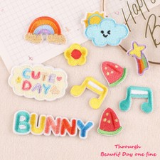 10PCS Embroidery Rainbow Letters Patch Iron On Patches DIY Sew On Badge Applique