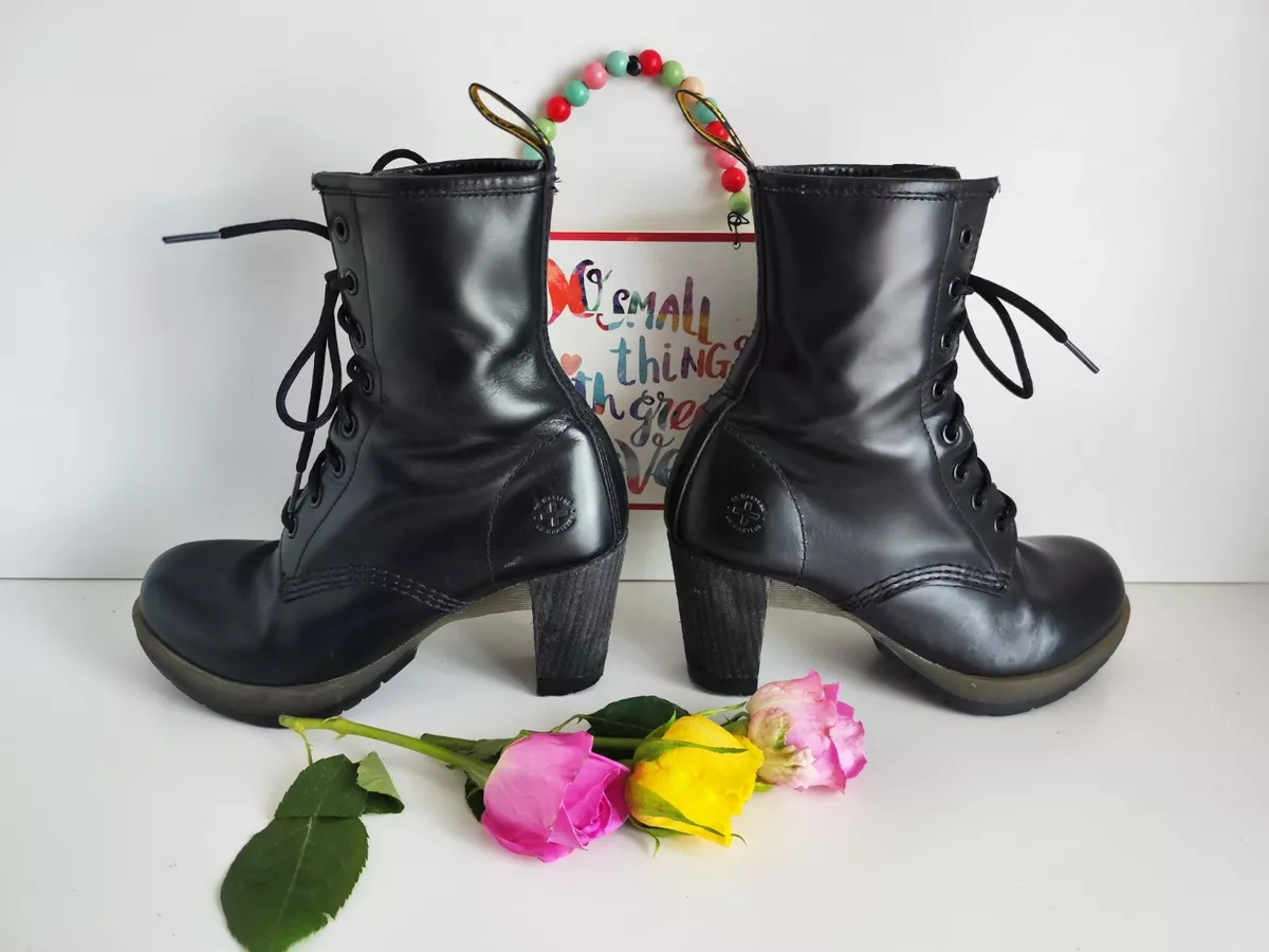 Dr Martens Darcie black smooth leather high Heels court boots UK5 EU38 US7