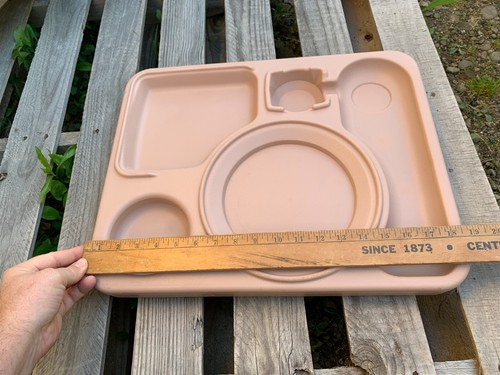 Hard Plastic Food Tray 5 Compartments Pink 19x15x2 Camping Picnic Solid - Picture 4 of 7