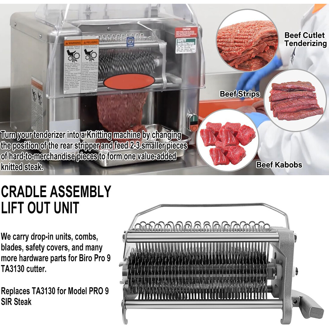 Complete Cradle Assembly Lift Out Unit for Biro Sir Steak Pro9 Tenderizer TA3130
