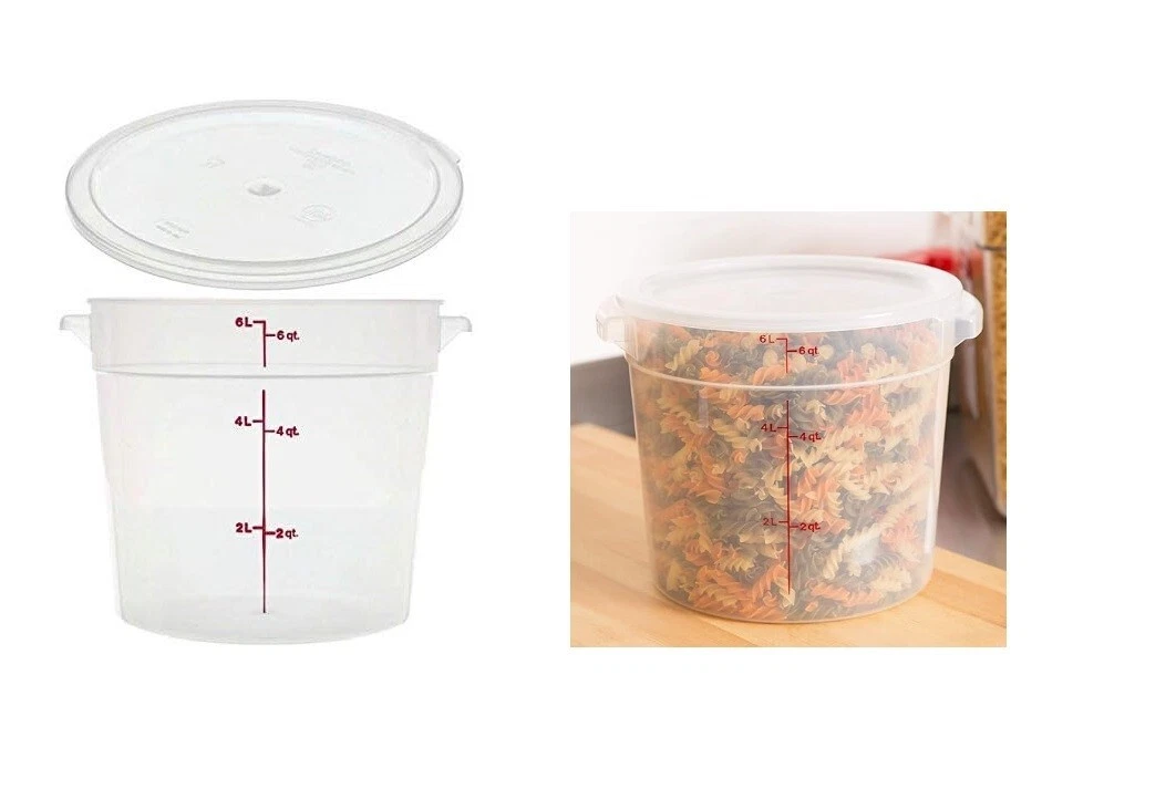 Commercial Quality BPA Free, Plastic 6 Quart Round Food Storage Container & Lid