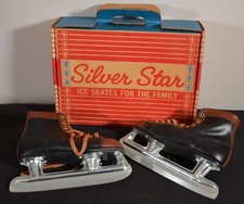 Vintage MCM Canadian Silver Star Canadian Beaver Ice Skates Size 4 NOS NIB READ