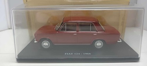 Fiat 124 1966 Edicola Auto Vintage 1:24 Rosso Usato + Teca + Fascicolo - Foto 3 di 7