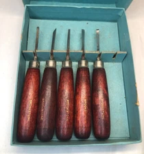 Brookstone Wood Carving Chisels Engraving Etching Tools USA Incomplete Set VTG