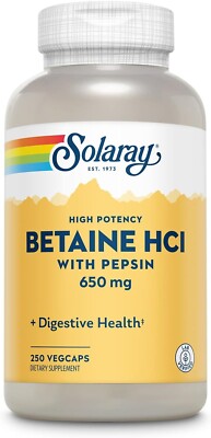 Solaray Betaine HCL with Pepsin 650 mg 250 caps