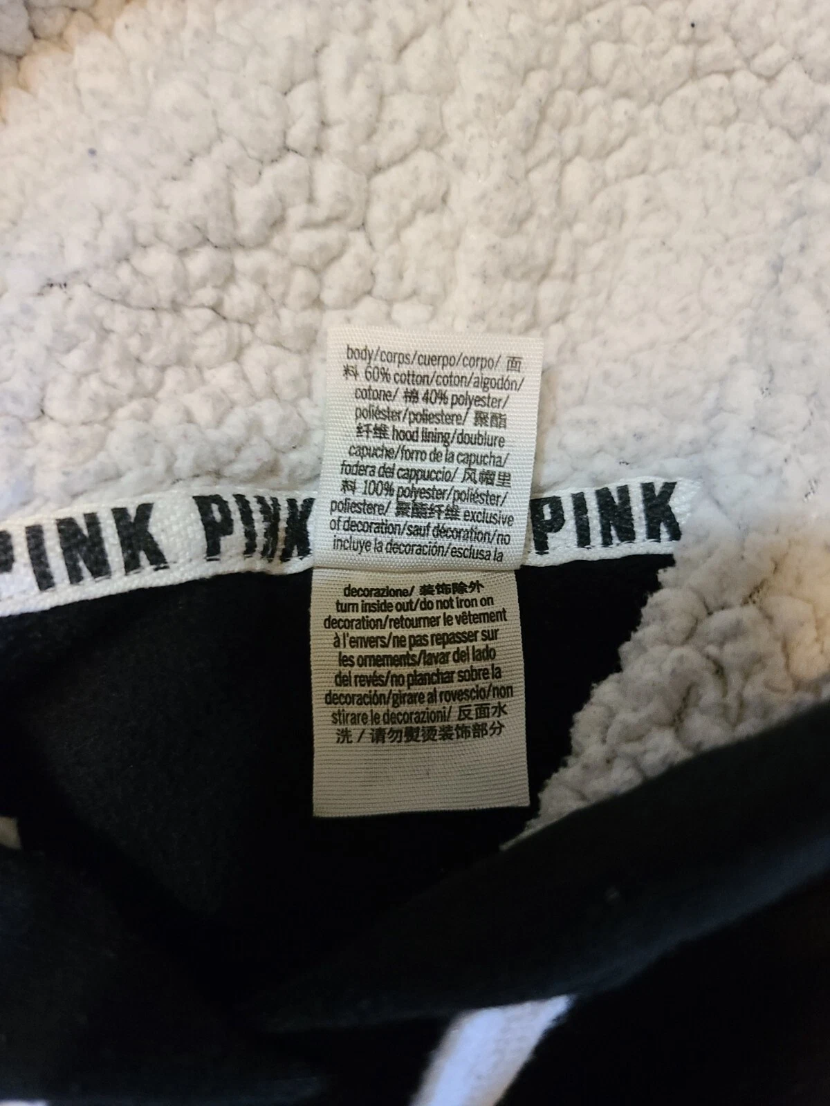 UNDERCOVER Felpa con cappuccio Pink by Victoria Secret pullover donna XS nero bianco rifiniture Back hit