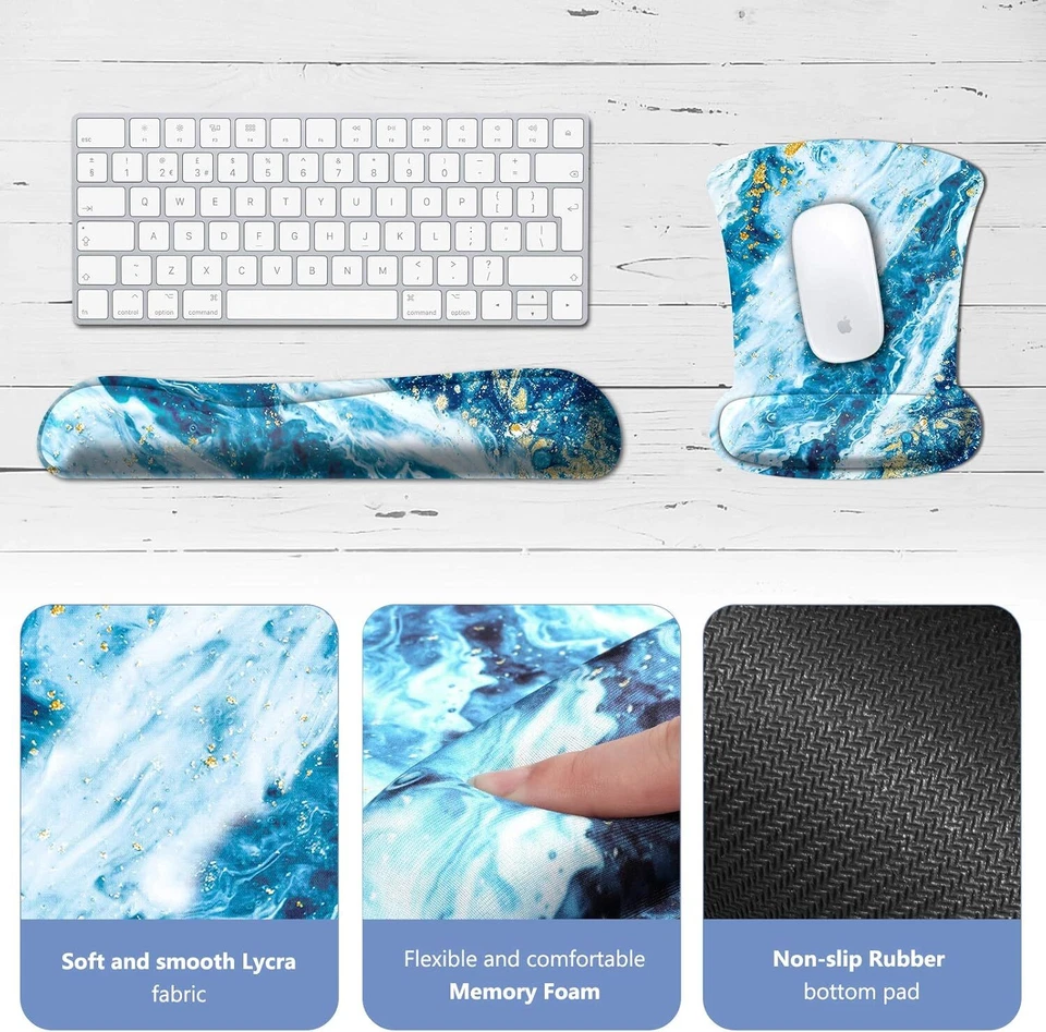 Mouse Pad with Wrist Support and Keyboard Wrist Rest Durable Memory Foam Nonslip - Image 3 of 4