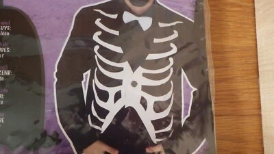 GILET de SQUELETTE pour Adulte Halloween + seau pour bonbons NEUF - Photo 1/4