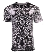 Xtreme Couture By Affliction Men's T-Shirt CATACOMBS White Skull Biker S-5XL