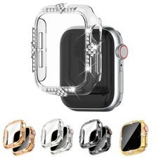 Crystal Diamond Screen Protector Bling Case fr iWatch Series 4 6 9 40/41/44/45mm