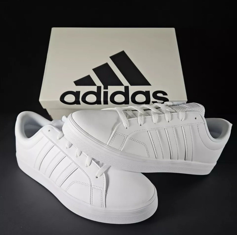 Adidas VS Pace 2.0 Triple White Casual Low Skateboard Sneakers Shoes Size 9