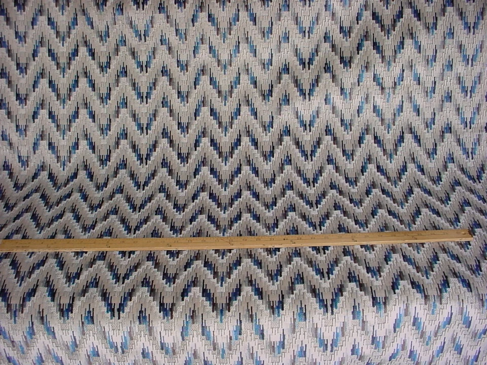 3Y Baker Lifestyle PF50426 Carnival Chevron Indigo Drapery Upholstery Fabric - Image 2 of 3