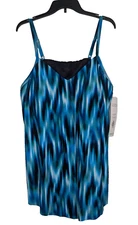 Trimshaper Women's Plus Hank Swimsuit Tankini Size 24W Blue $65 MSRP