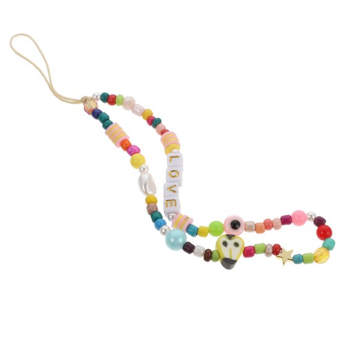 Alphabet Glass Hanging Rope Phone Decoration Acrylic Beads Lanyard