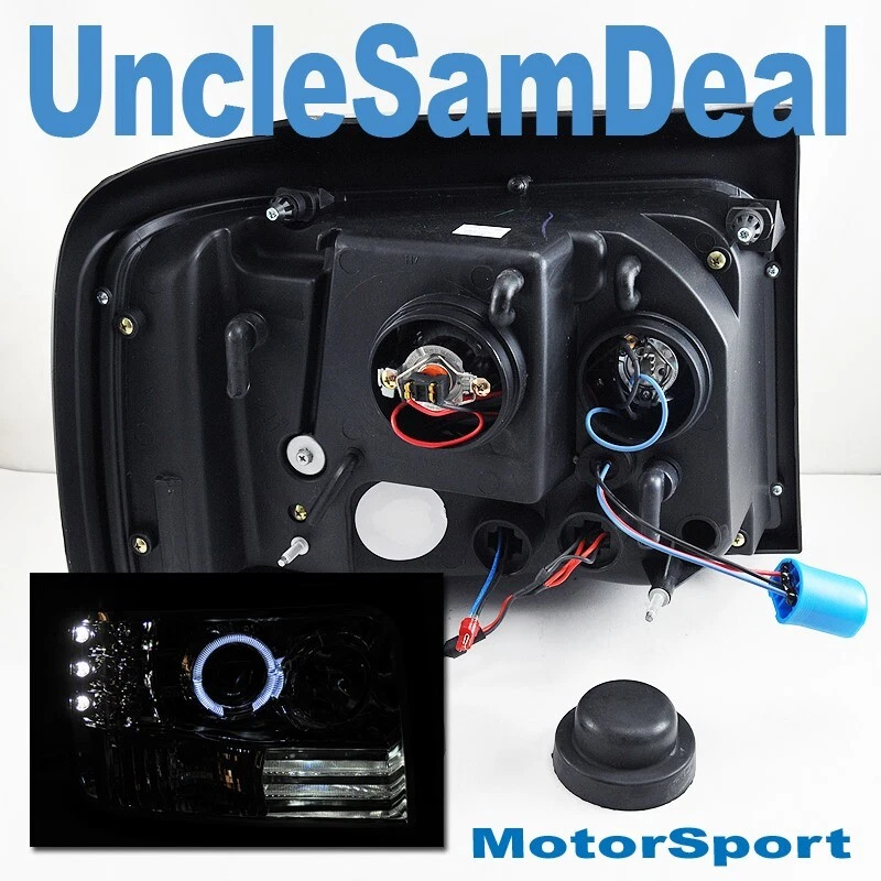 FORD F-SERIES BRONCO HALO RIM ANGEL EYE PROJECTOR HEADLIGHT CLEAR BLACK PAIR - Image 2 of 2