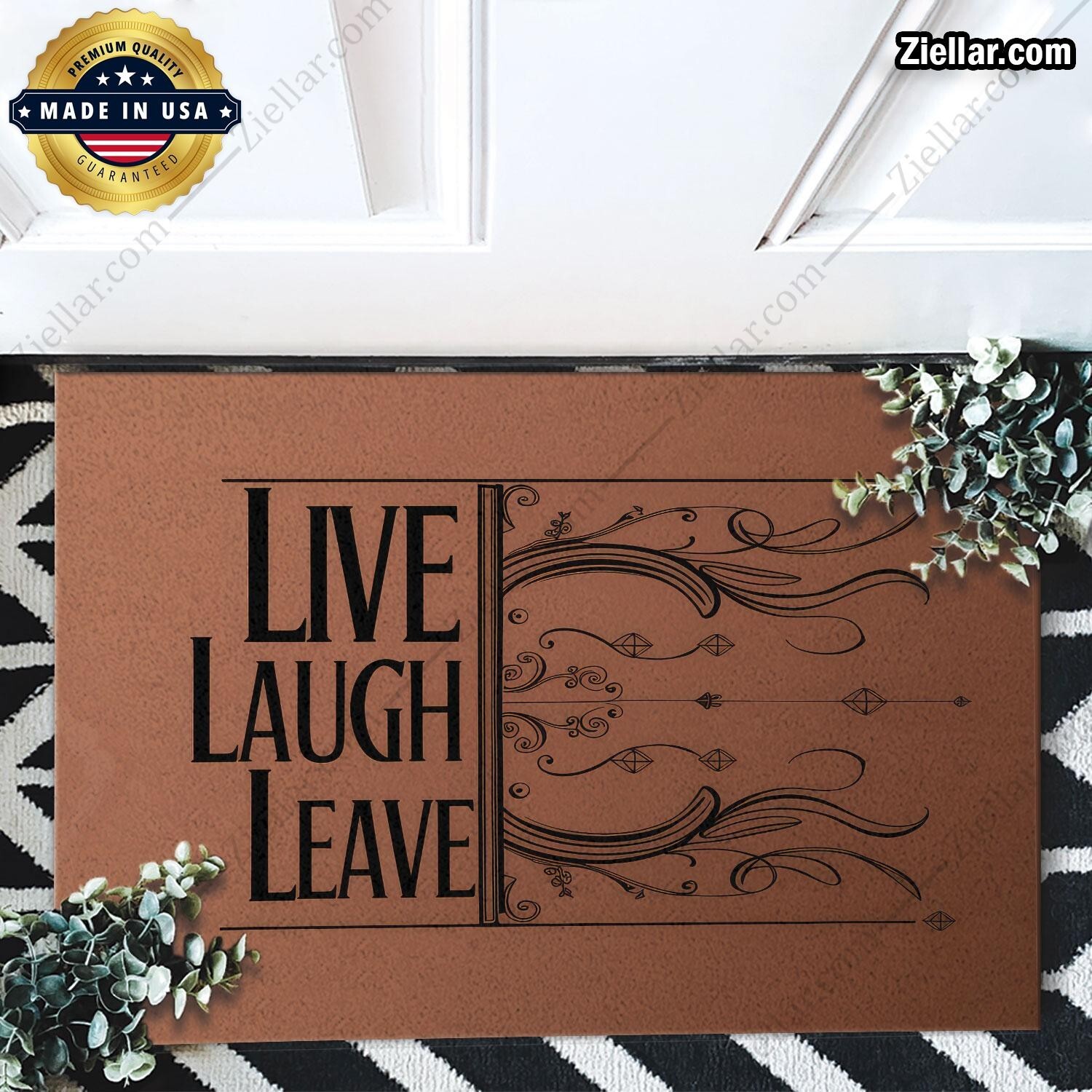 Custom Live Laugh Leave Doormat - Bold Quote Entry Rug in Classic Design