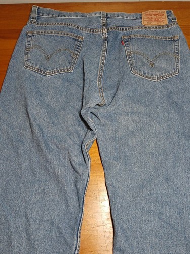 Levis 505 Jeans Mens 36X32 Blue Straight Leg (Non-logo) Red Tab Denim Western - Picture 8 of 11