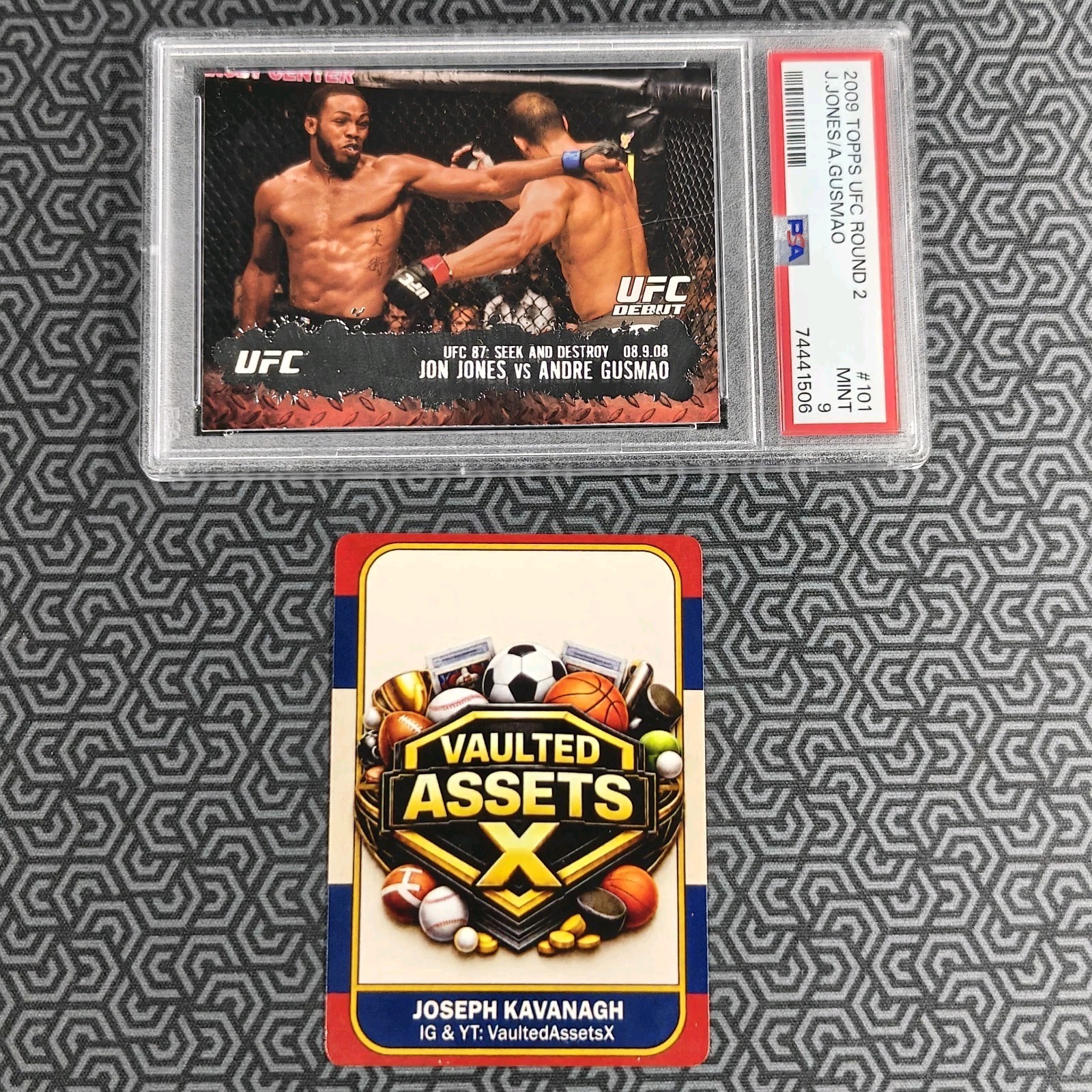 2009 Topps UFC Round 2 Jon Jones vs Andre Gusmao RC Rookie #101 PSA 9 GOAT view 1