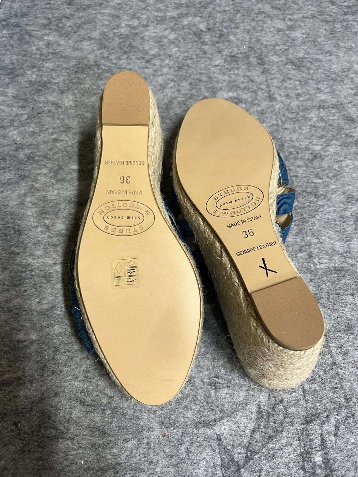 Stubbs Wooton Sandals Womens 6 Blue Teal Kelly Espadrilles Wedges Rib Open Toe