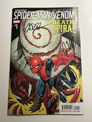 Amazing Spiderman/Venom Death Spiral 1 Signed By Joe Kelly & Charles Soule w/COA