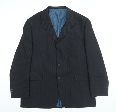 Marks and Spencer Herren Sakko Anzugjacke schwarz gestreift Polyester Größe 44