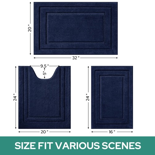 Bathroom Rugs Sets 3 Piece, Super Soft and Absorbent Non Slip Microfiber Toil... - Picture 6 of 8