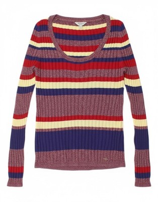 PEPE JEANS Womens Boat Neck Jumper Sweater UK 8 Small Multicoloured CA08