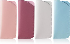 4 Pack Soft Leather Glasses Case 7X3 Inch Eyeglasses Pouch Portable PU Leather