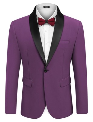 Mens Tuxedo Jacket Wedding Suit Jacket Slim Fit Blazer Jacket  (Party Purple, M)