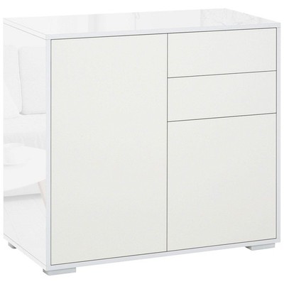 Push-Open Schrank mit 2 Schubladen 2 Türen Aufbewahrungsschrank für Home Office Weiß